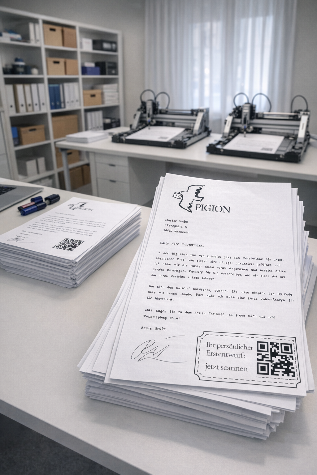 Schreibroboter im Einsatz – Pigion Produktionsstätte