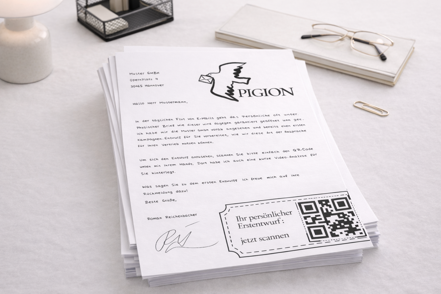 Pigion – Personalisierte Briefe auf einem Stapel